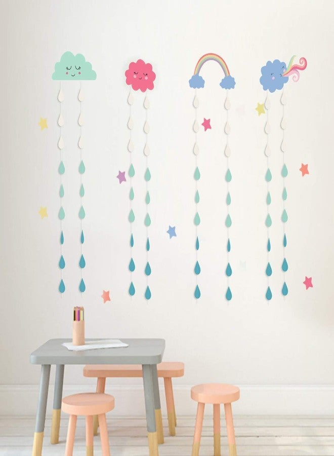 Incrizma 8 Strings Raindrop Garland Baby Shower Wedding Birthday Party Decorations Felt Bunting Raindrop Banners Flags Garlands (Aqua Blue) - Image 4
